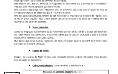 Bulletin d’information n°4 Complément